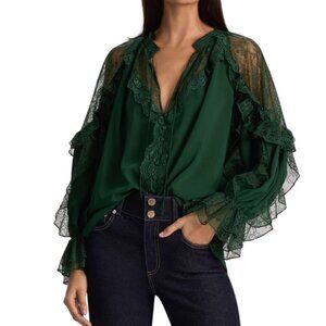 Alice and Olivia Aleena Lace Inset Blouse